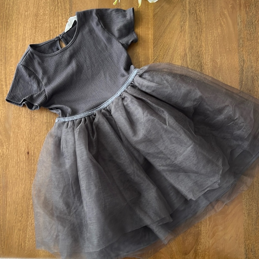 Girls H&M dark gray mixed media dress, 6x/7